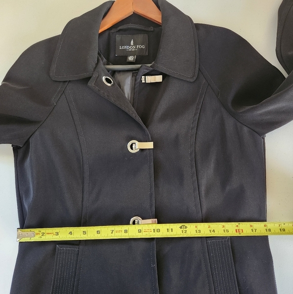 London Fog Black Classic Trench Coat Rain Jacket Size Small - Picture 6 of 8